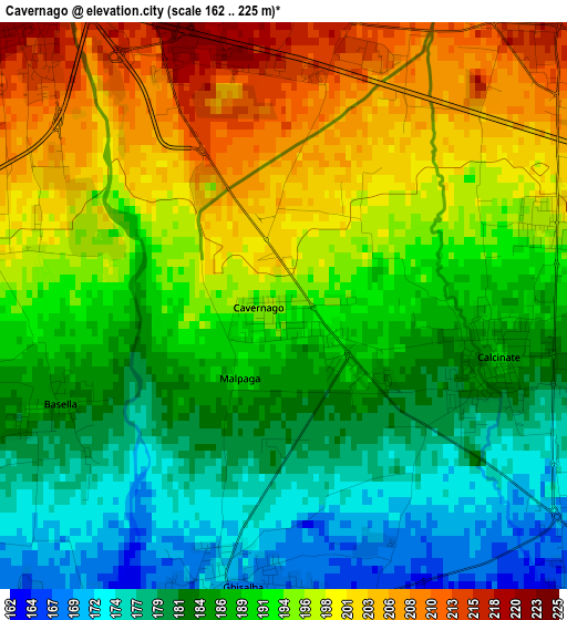 Cavernago elevation map