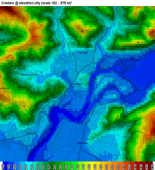 Credaro elevation map