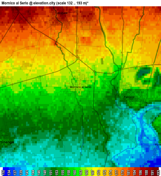 Mornico al Serio elevation map