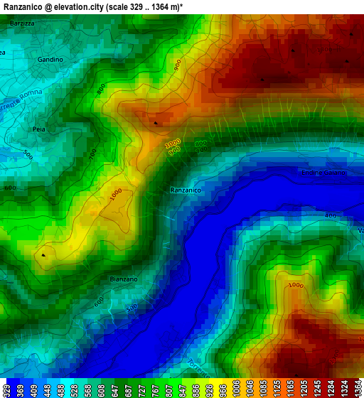 Ranzanico elevation map