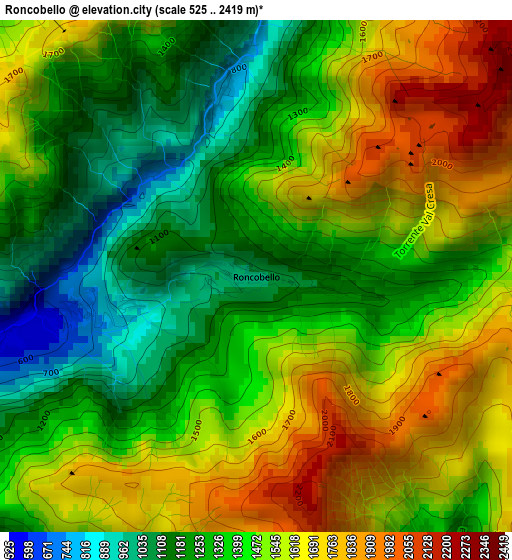 Roncobello elevation map