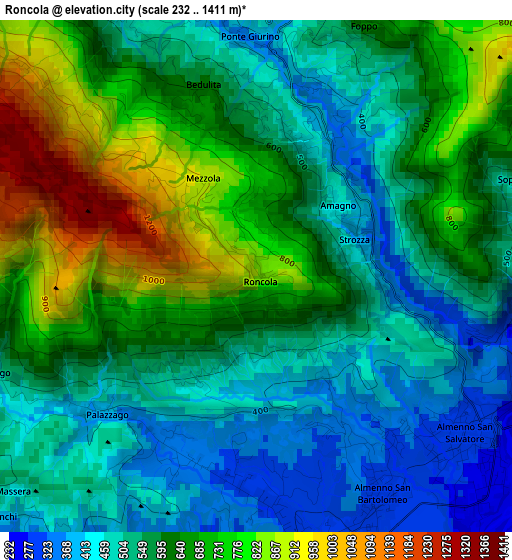 Roncola elevation map