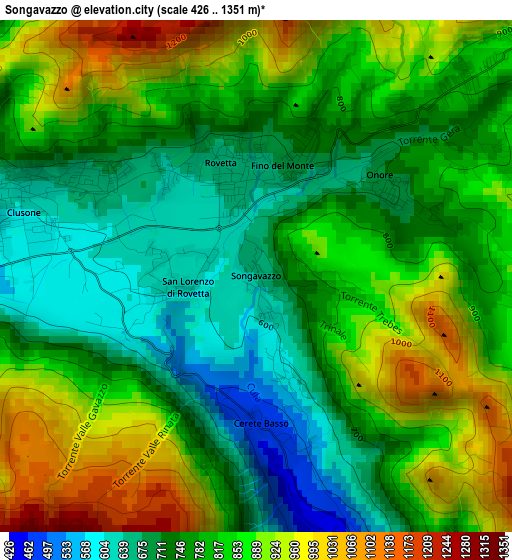 Songavazzo elevation map