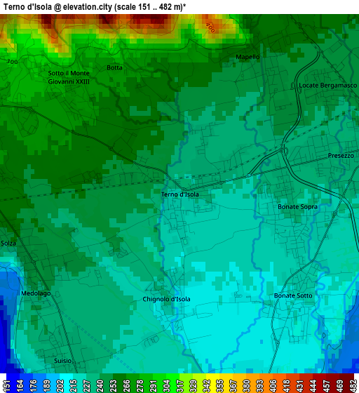 Terno d'Isola elevation map