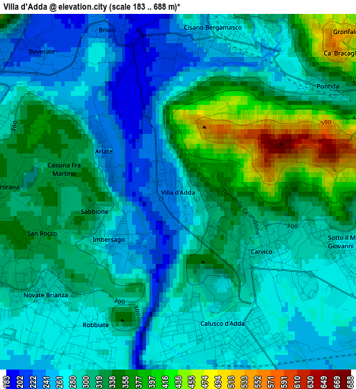 Villa d'Adda elevation map