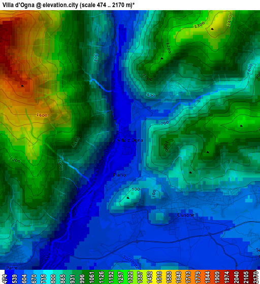 Villa d'Ogna elevation map