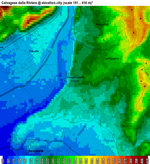 Calvagese della Riviera elevation map