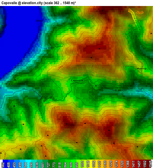 Capovalle elevation map