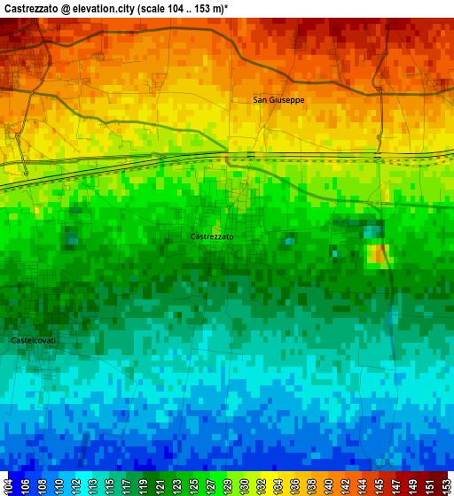 Castrezzato elevation map