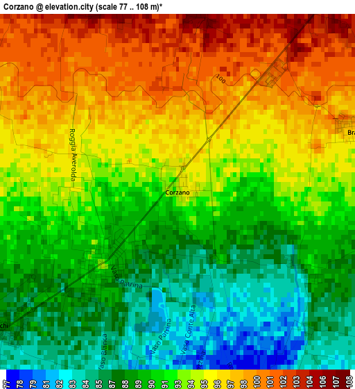 Corzano elevation map