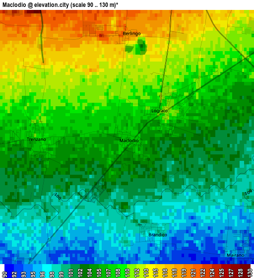 Maclodio elevation map