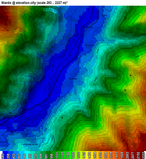 Niardo elevation map