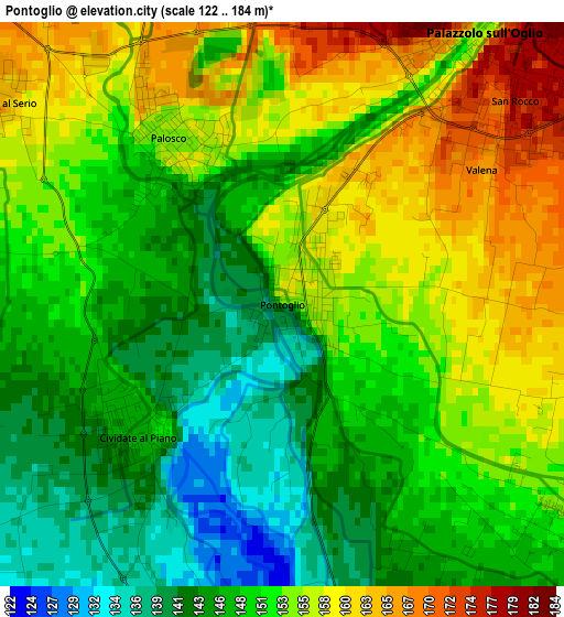 Pontoglio elevation map