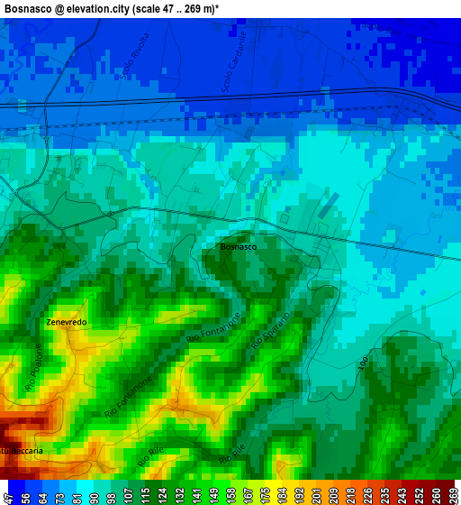 Bosnasco elevation map