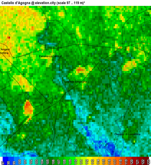 Castello d'Agogna elevation map