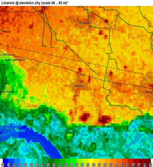 Linarolo elevation map