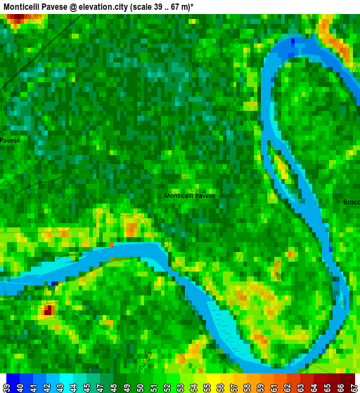 Monticelli Pavese elevation map