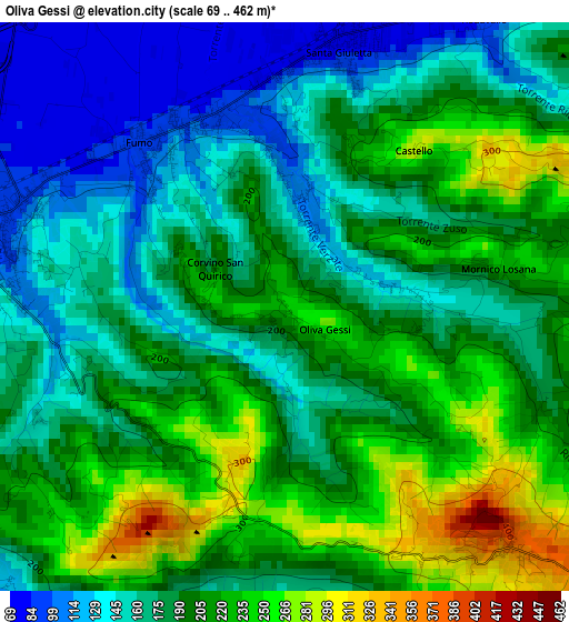 Oliva Gessi elevation map