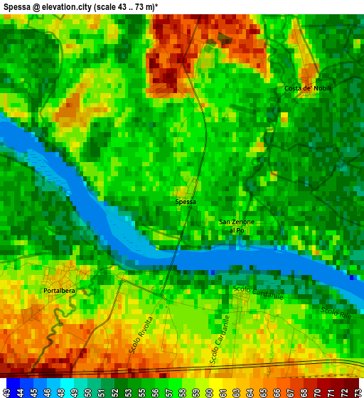 Spessa elevation map