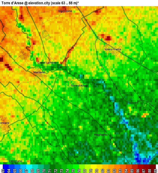 Torre d'Arese elevation map