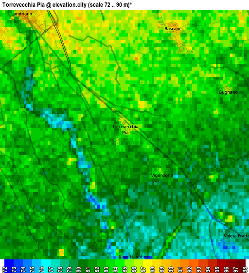 Torrevecchia Pia elevation map