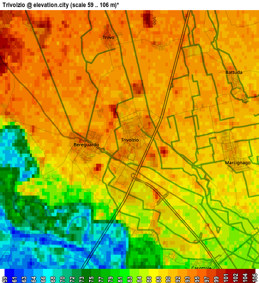 Trivolzio elevation map