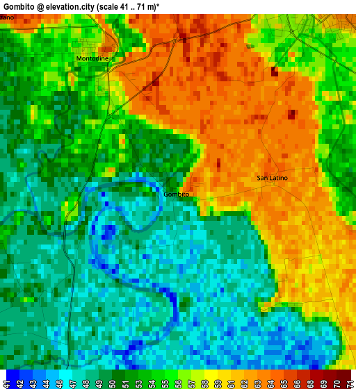 Gombito elevation map