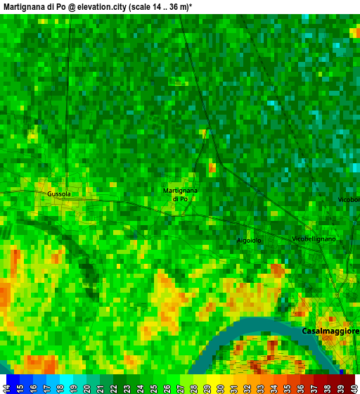 Martignana di Po elevation map