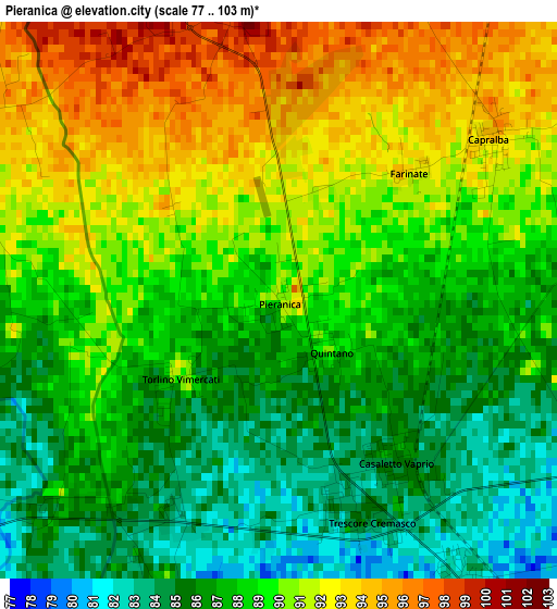 Pieranica elevation map