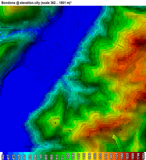 Bondone elevation map