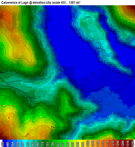 Calceranica al Lago elevation map