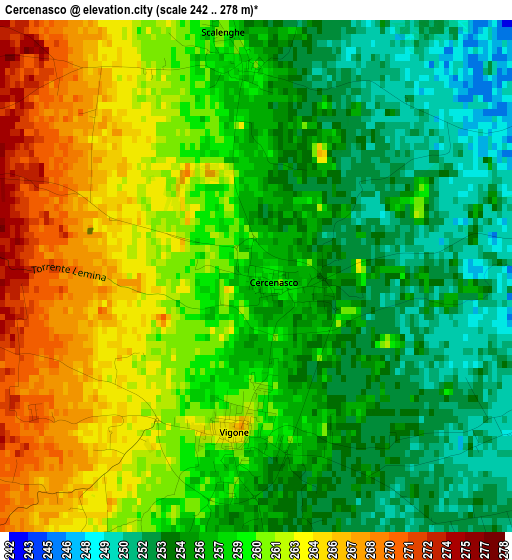 Cercenasco elevation map