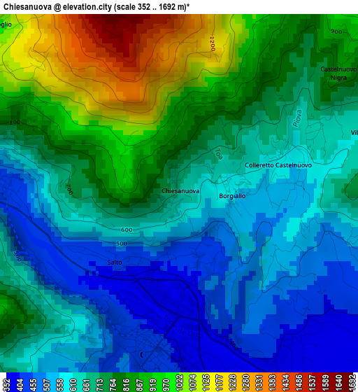 Chiesanuova elevation map