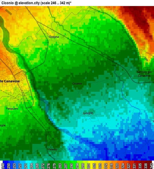 Ciconio elevation map