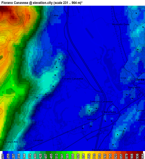 Fiorano Canavese elevation map