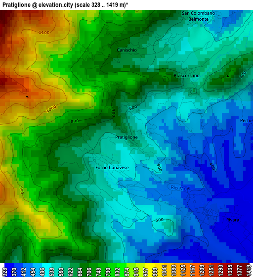 Pratiglione elevation map