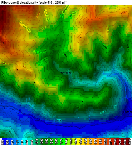 Ribordone elevation map