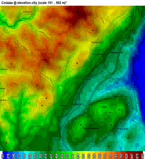 Colazza elevation map