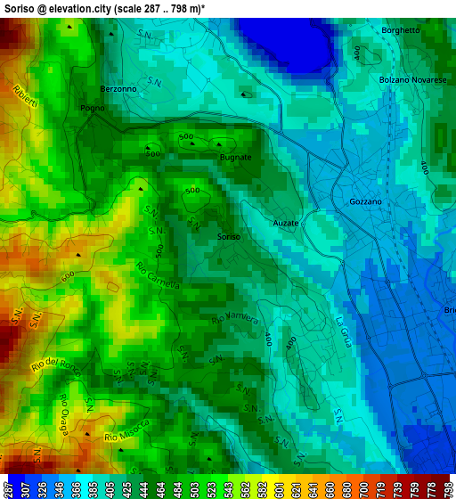 Soriso elevation map