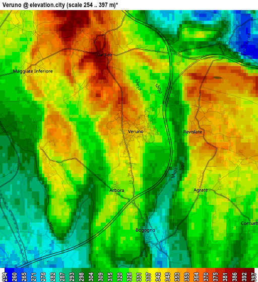 Veruno elevation map