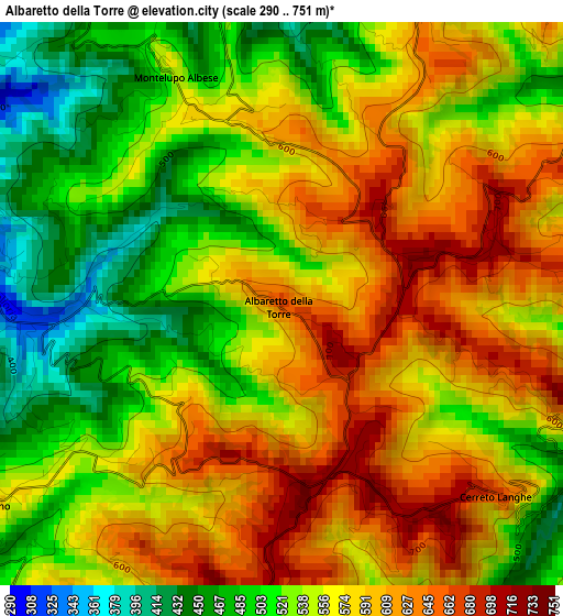 Albaretto della Torre elevation map