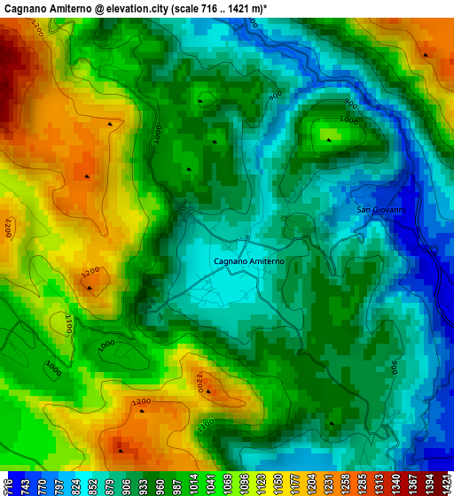 Cagnano Amiterno elevation map