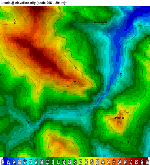 Liscia elevation map