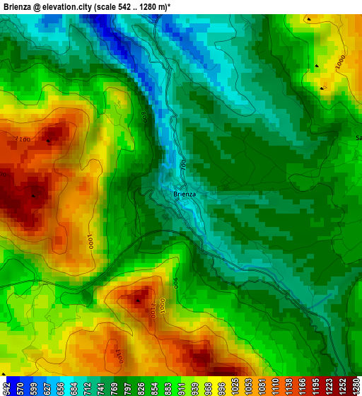 Brienza elevation map