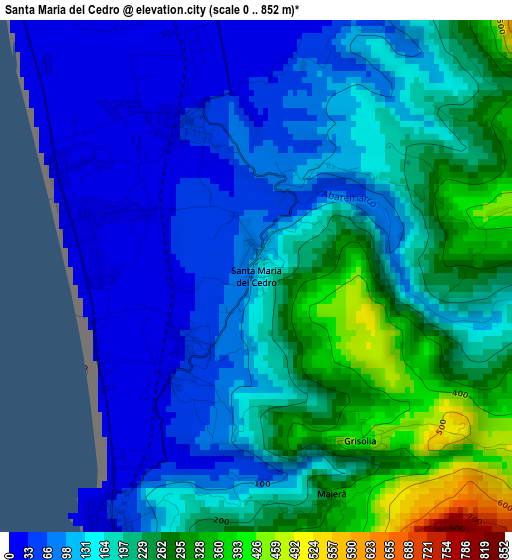 Santa Maria del Cedro elevation map