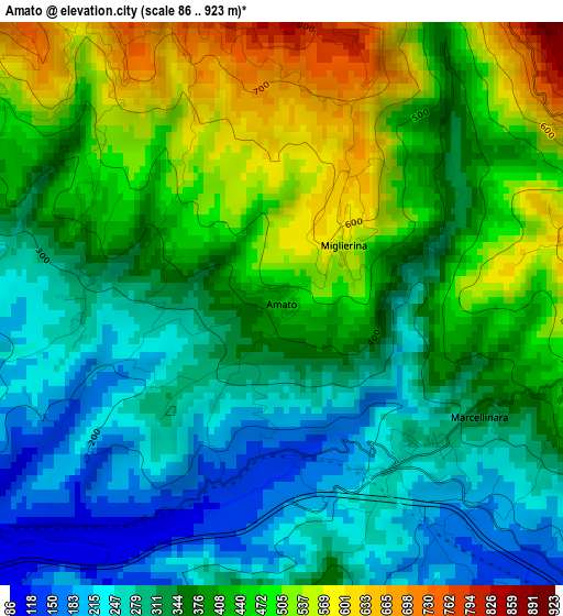 Amato elevation map