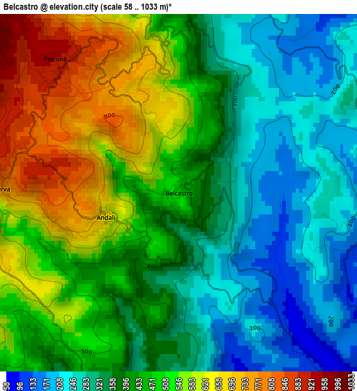 Belcastro elevation map