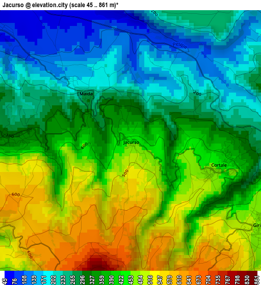 Jacurso elevation map