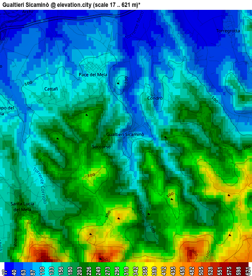 Gualtieri Sicaminò elevation map