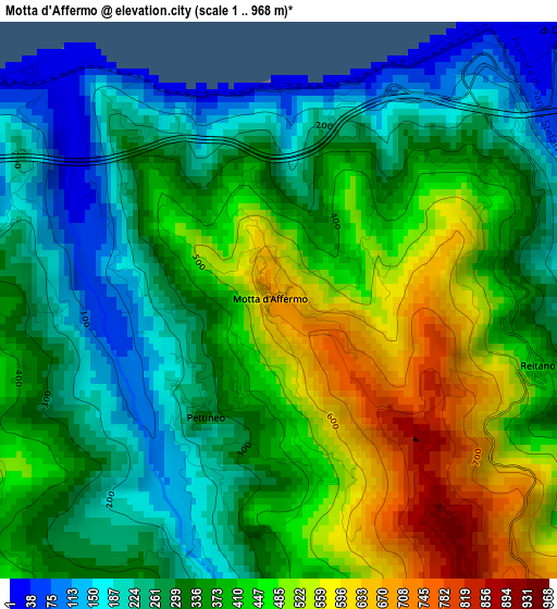 Motta d'Affermo elevation map